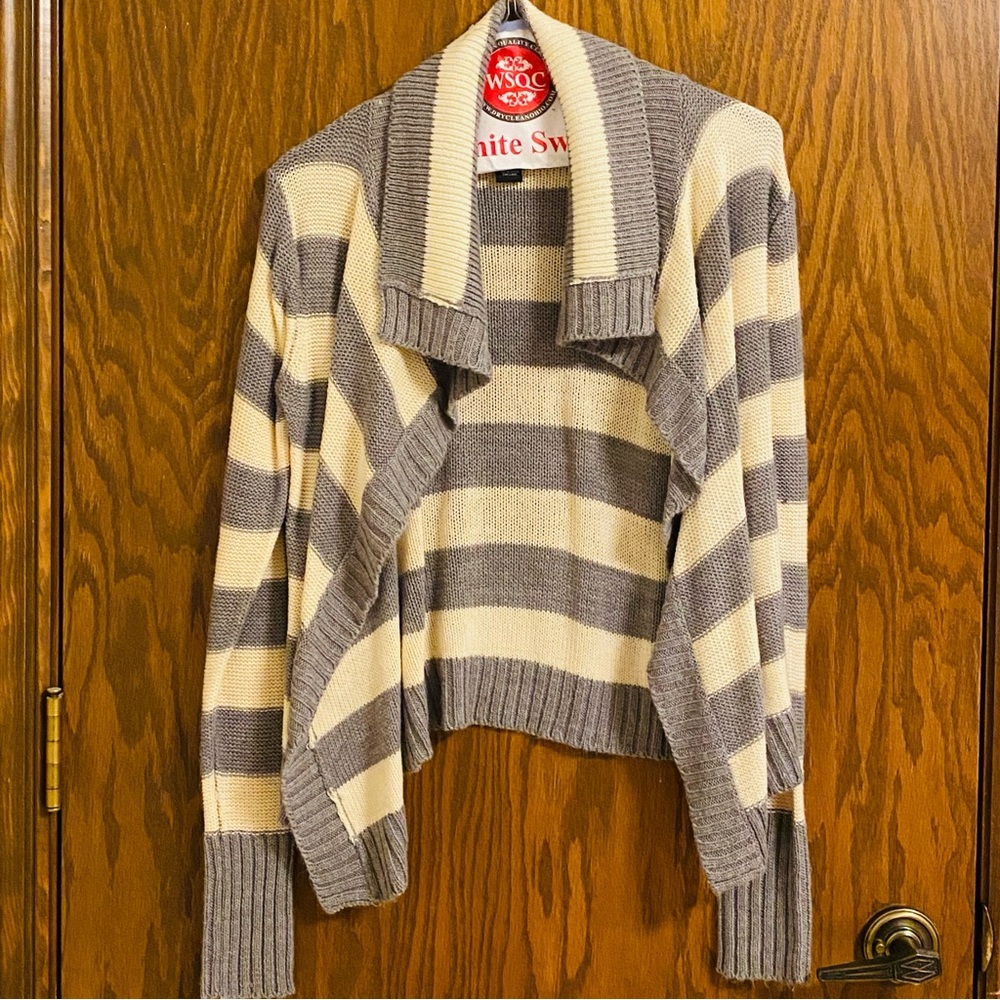 White and Gray cardigan.